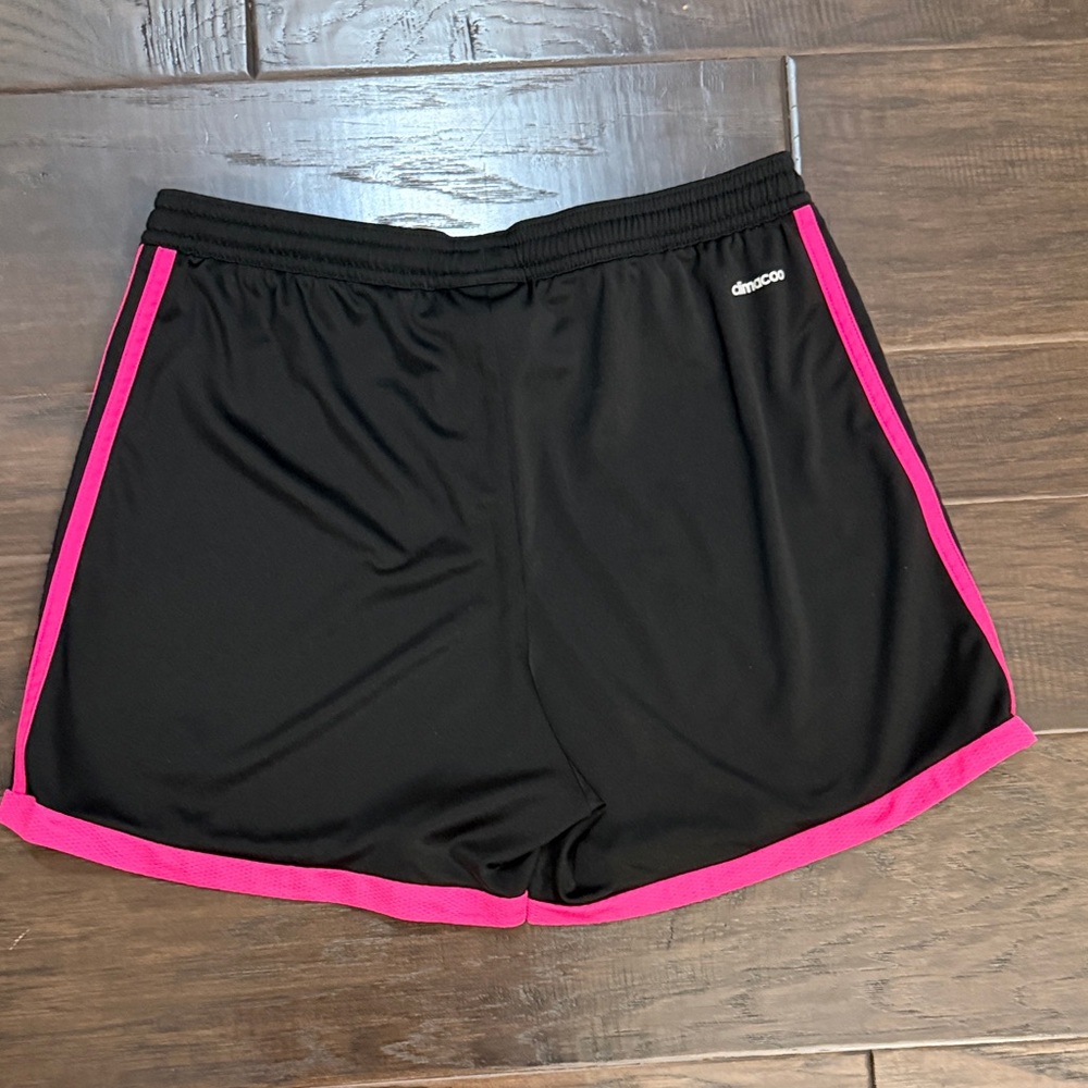 adidas Black Athletic Shorts with Hot Pink Trim - Picture 6 of 9
